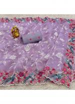 Organza Silk Lavender Party Wear Sequins Work Saree